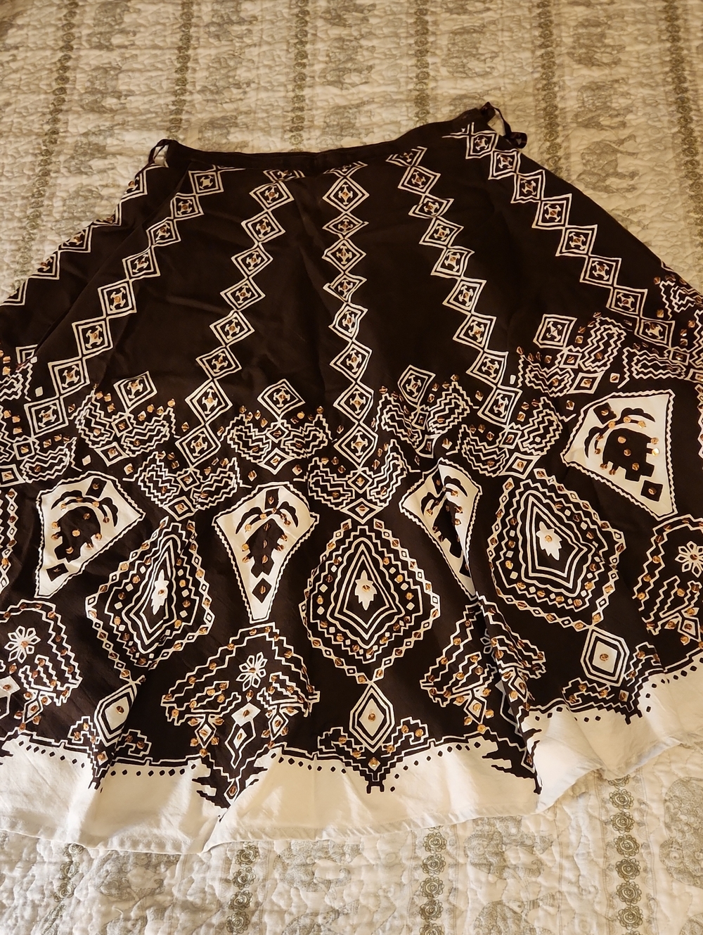 Mlle Gabrielle Brown and Cream Printed Skirt